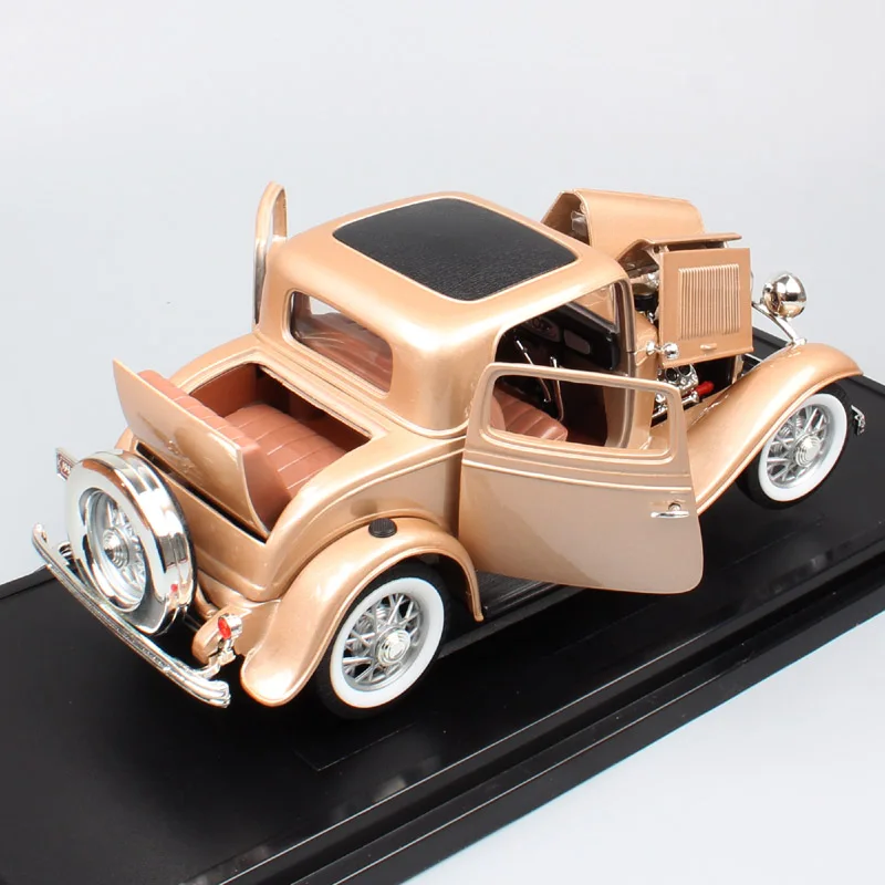 1:18 большой масштаб классический винтажный 1932 Ford 3-Window V8 DELUXE Coupe Gold Diecasts& Vehicles колеса Игрушечная модель подарки для детей