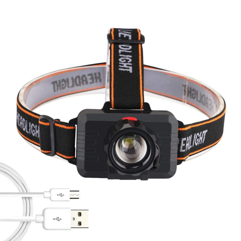 USB Перезаряжаемые светодиодный налобный фонарь T6 светодиодный фар головного света 3 режима поворот налобный фонарь с переменным фокусным расстоянием Применение Встроенный 1*18650 Батарея