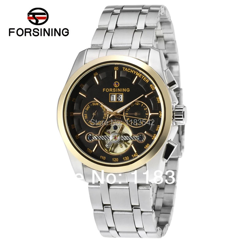 Forsining мужские часы автоматические нержавеющая сталь Группа Полный календарь