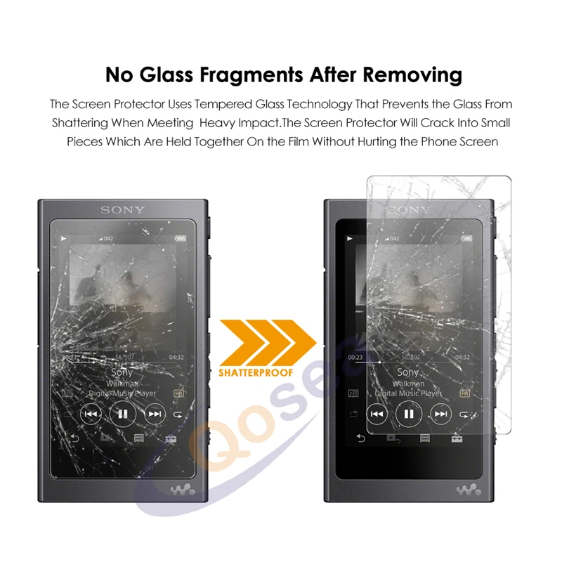 Qosea для sony Walkman NW-A40 защита экрана 9H прозрачная пленка Взрывозащищенная для sony Walkman NW-A45 закаленное стекло