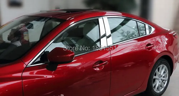 Авто оконная накладка стойки Накладка для Mazda 6, нержавеющая сталь, 6 шт./лот