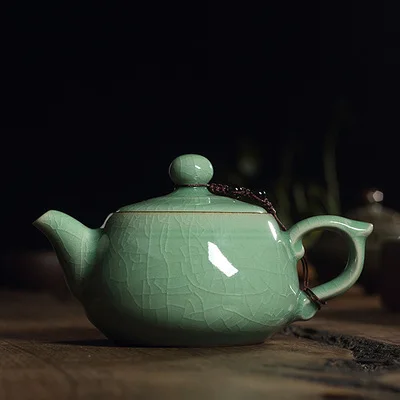 210 мл Горячая хрустящая глазурь Brother Kiln Longquan Celadon Zisha керамика Искусство большой емкости Исин глина антикварный фарфоровый чайник - Цвет: Светло-серый