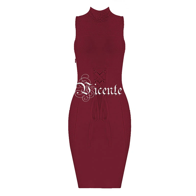 Vicente HOT 2019 New Chic Graceful Lace Splicing Sexy Backless Cross Design Wholesale Celebrity Party Mini Bandage Dress | Женская