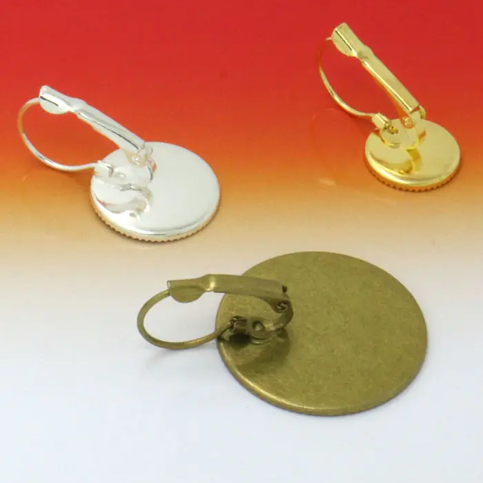 20pcs 12-25mm Teeth Edge Hook Earring Cabochon Cameo Setting Blank base Silver/Gold/Rhodium SilverAntique Copper/DIY Finding