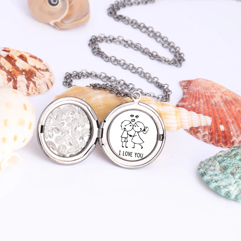 Парные ювелирные изделия открытый медальон ожерелье с гравировкой я люблю вас