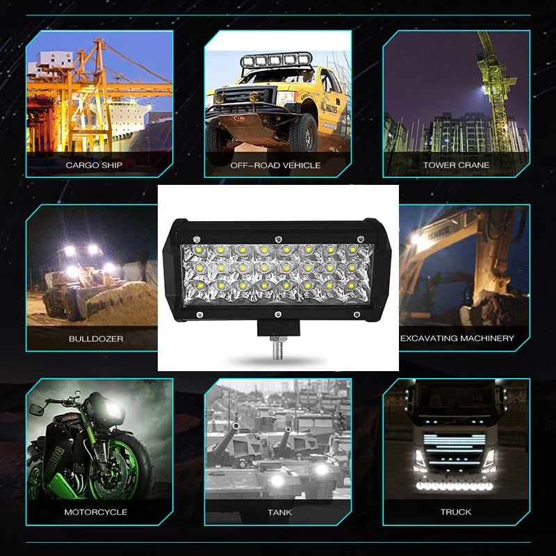 

2 шт. автомобиля 12v 72 Вт светодиодный бар светильник s автомобилей рабочий светильник s вездеход вспомогательная лампа головной светильник полоса крыши светильник Точечный светильник s