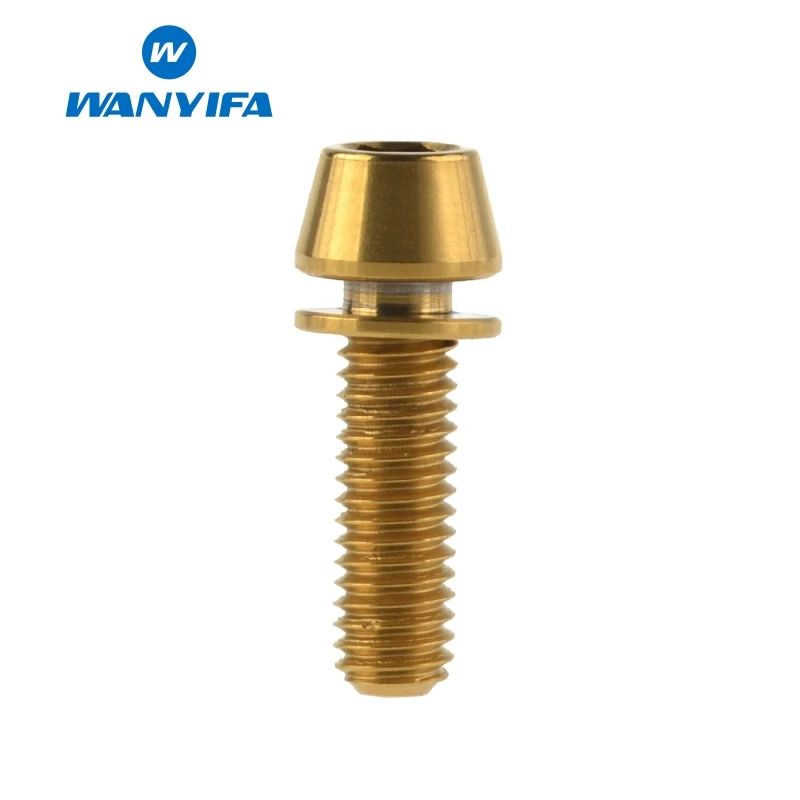 Wanyifa Винт С Титановым болтом M6x18mm M6x20mm конус колпачки с шайбой для велосипеда дисковый тормоз - Цвет: Gold M6X20