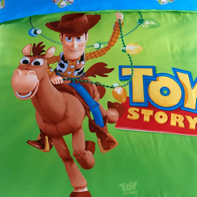 Disney История игрушек 3D печатных постельные принадлежности утешитель набор пододеяльников детские мальчики спальня хлопок 600TC мягкий Тканый зеленый синий