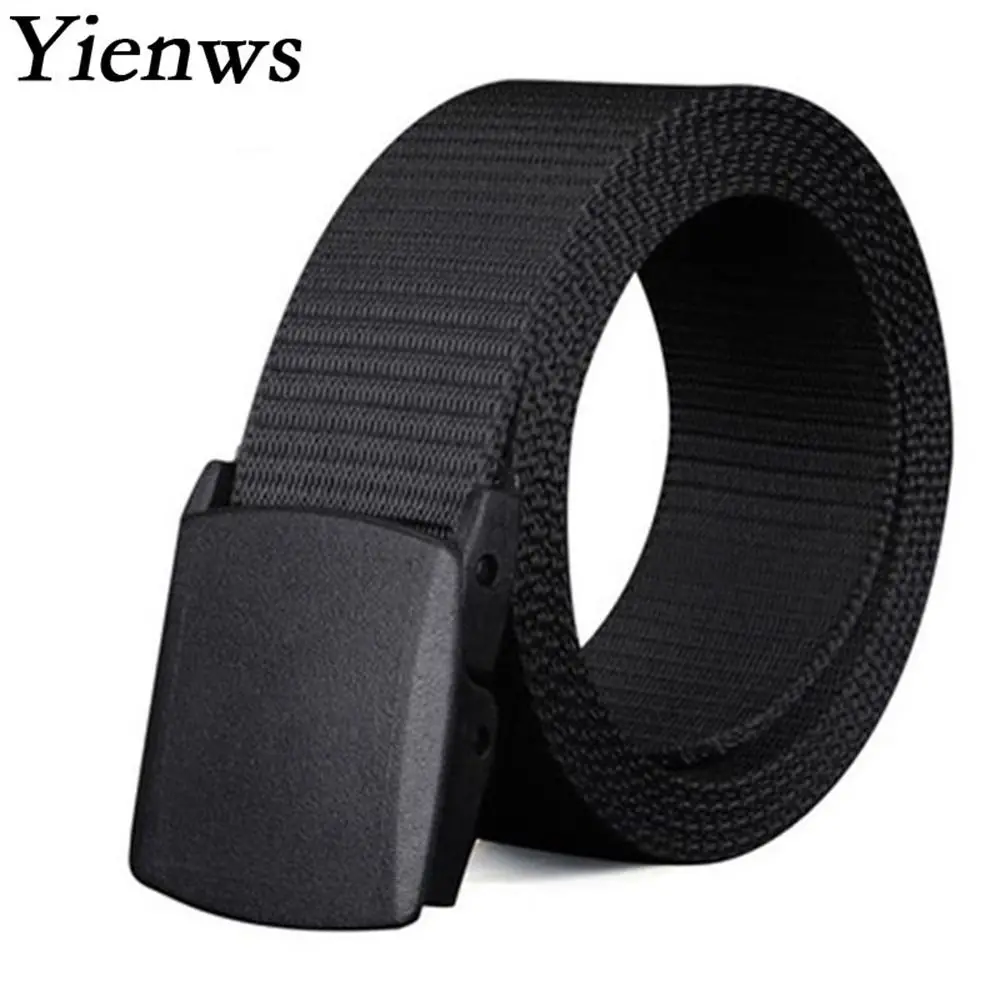 Yienws Mens Plus Size Belts 150cm Black Canvas Belts for Men 200cm Western Belts Waist Male Cinto Preto Ceinture Homme YIB00