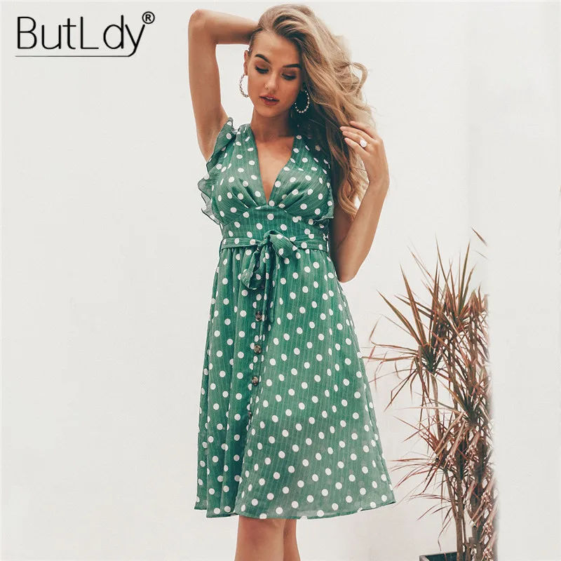 Женское летнее платье в горошек с оборками 2019 сексуальное богемное пляжное v