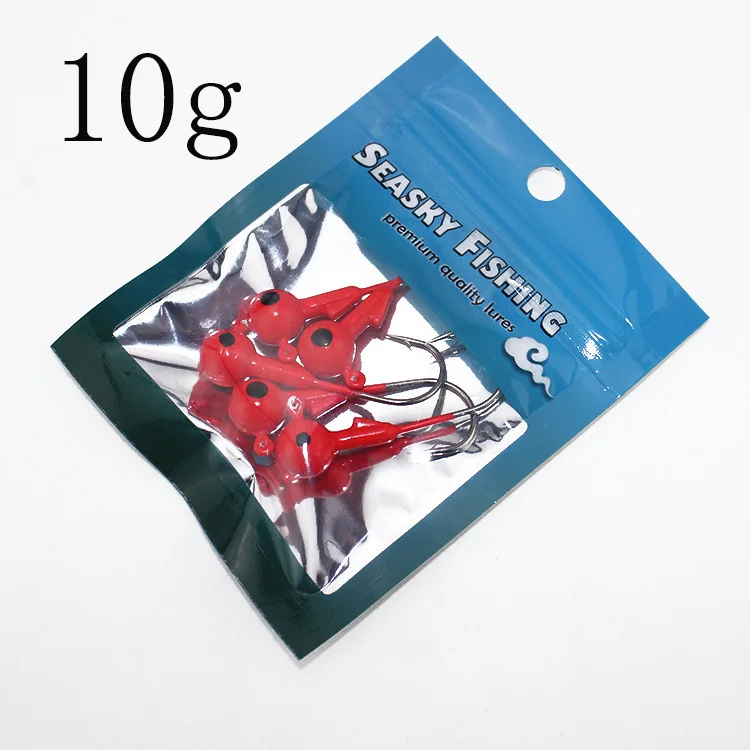 5 шт./лот, крючок для ловли карпа, 2 г, 3,5 г, 5 г, 7 г, 10 г, 12 г, 14 г, приманка для ловли карпа, глубокая вода, пуля, Техасский рыболовный крючок, красный - Цвет: 10g red
