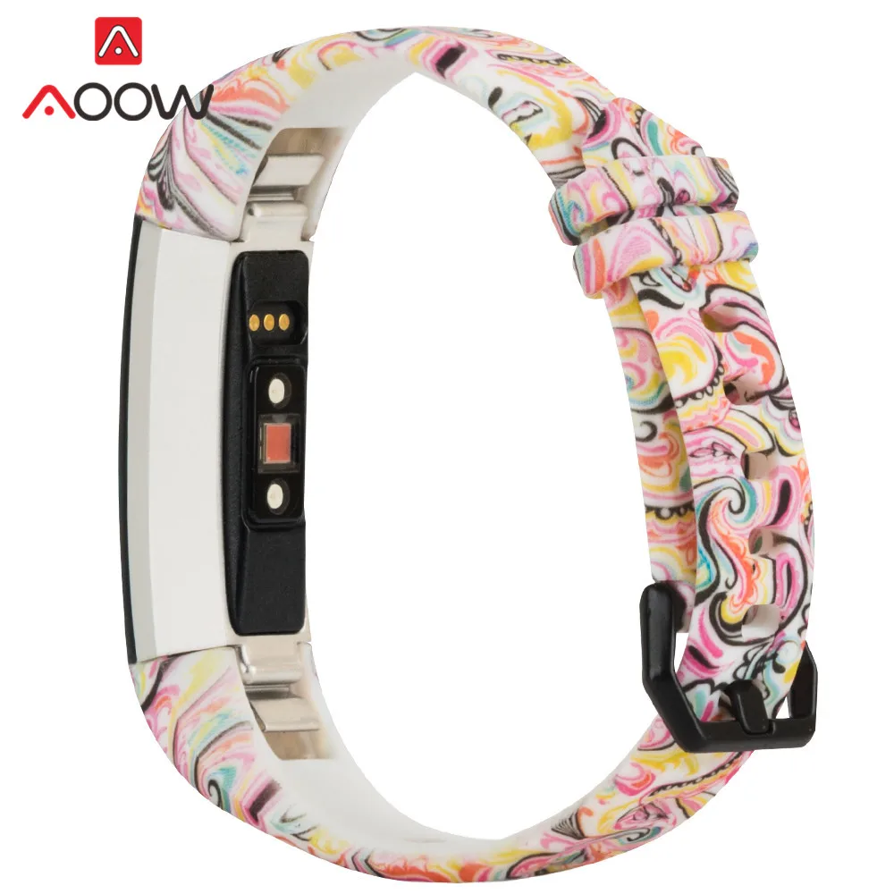 Мягкий силиконовый спортивный ремешок для часов для Fitbit Alta/Alta hr/ACE Смарт часы с рисунком Печать Водонепроницаемый замена Браслет ремешок