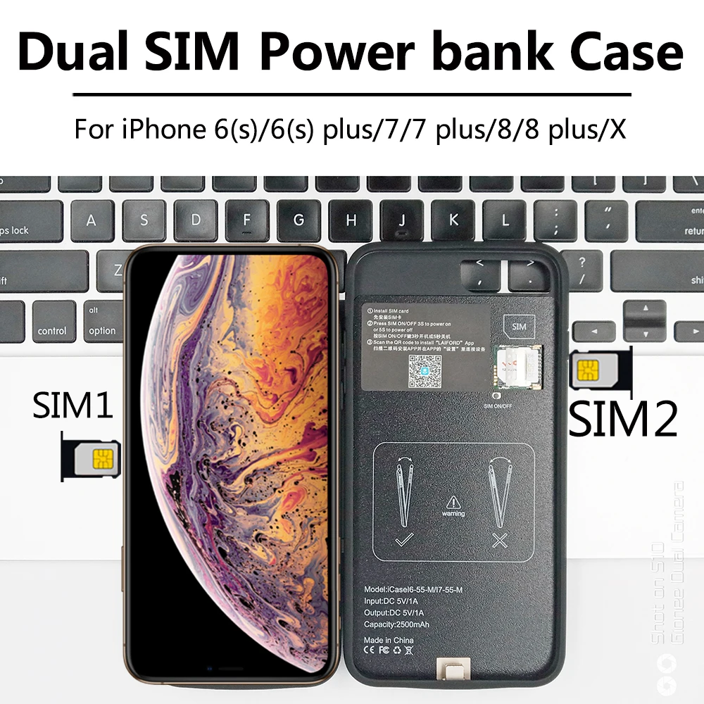 Для iPhone 6/7/8 plus/X Новый ультратонкий адаптер Bluetooth с двумя SIM картами двойной режим