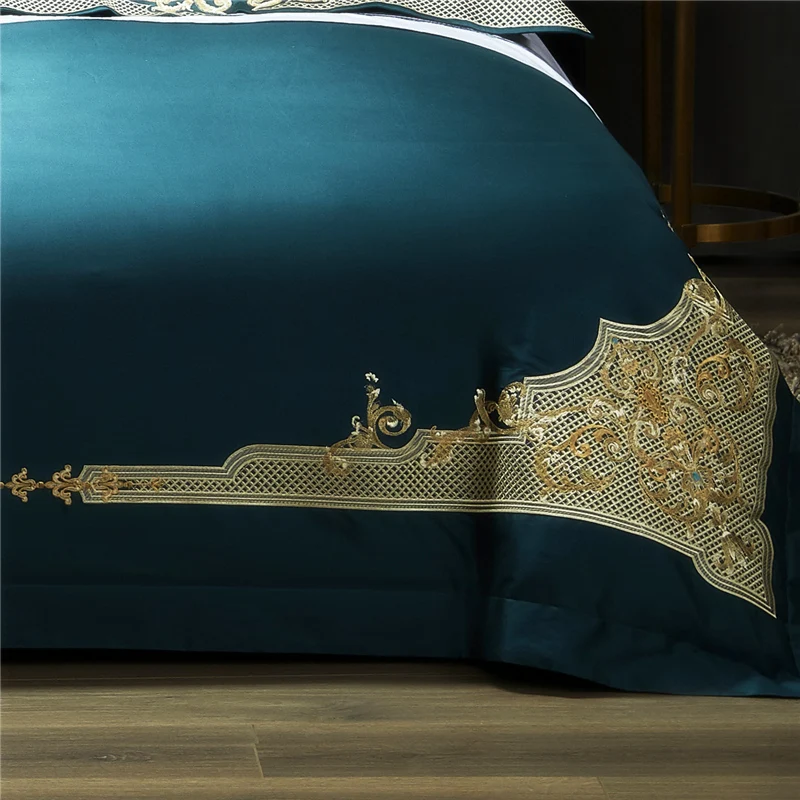 1000TC Египетский хлопок Королевский роскошный комплект постельного белья King queen размер вышивка постельное белье пододеяльник простыня комплект parrure de lit