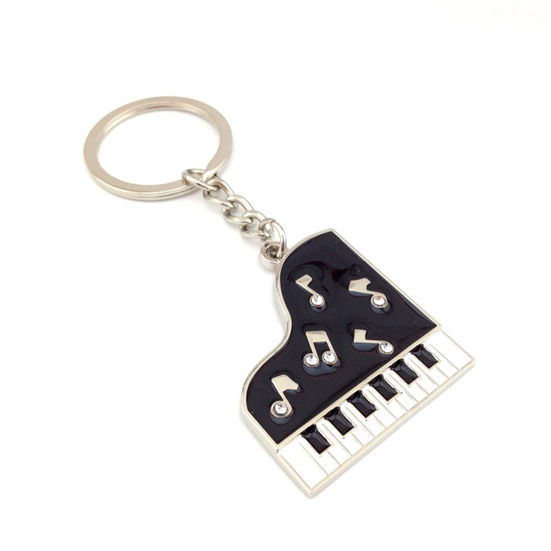 2017 New Arrival Fashion Gift Silver Black and White Enamel Glaze Beethoven Musical Notes Piano Key Chain | Украшения и