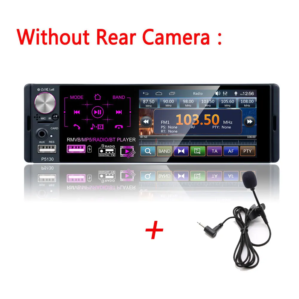Without Rear Camera Podofo 1 Din автомагнитола стерео аудио RDS микрофон 4,1 дюймов MP5 видео плеер USB MP3 TF ISO In-dash мультимедийный плеер - Цвет: Without Rear Camera