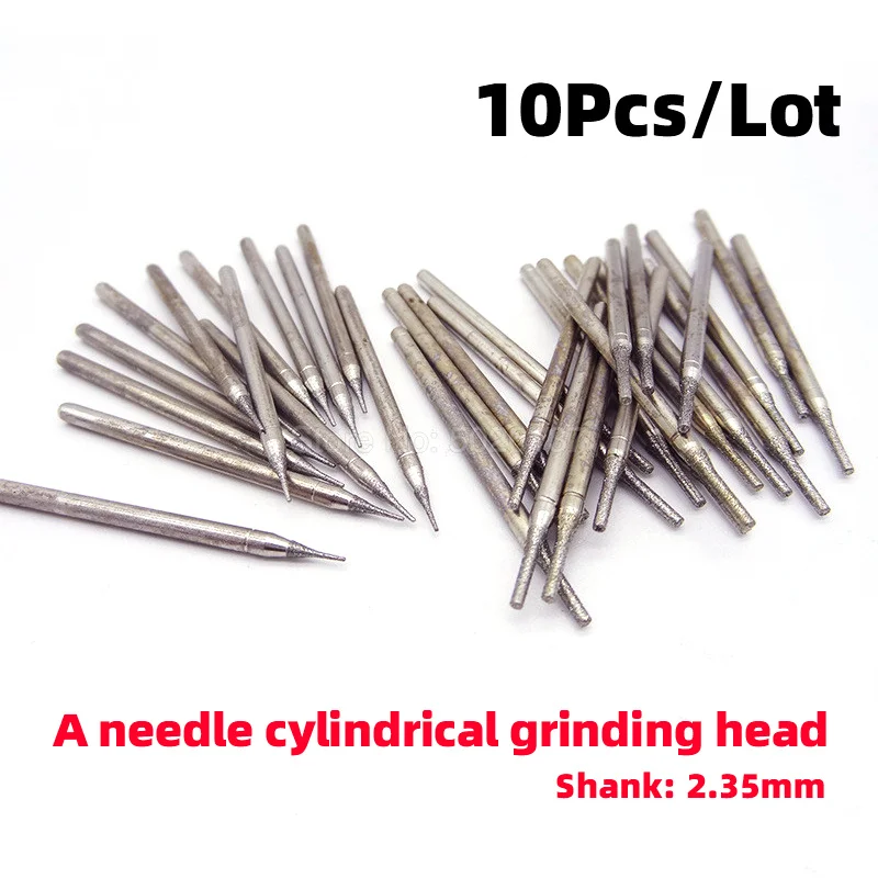 

10Pcs 2.35MM Shank Drill Diamond Grinding Head Shank Bur Bit Glass Ceramics Tile Metals Grind Needle Bits Burrs Metal Stone Jade