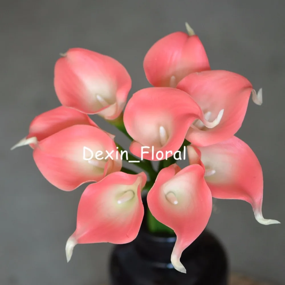 Розовые Коралловые Калла лилии Настоящее прикосновение цветы для шелковые