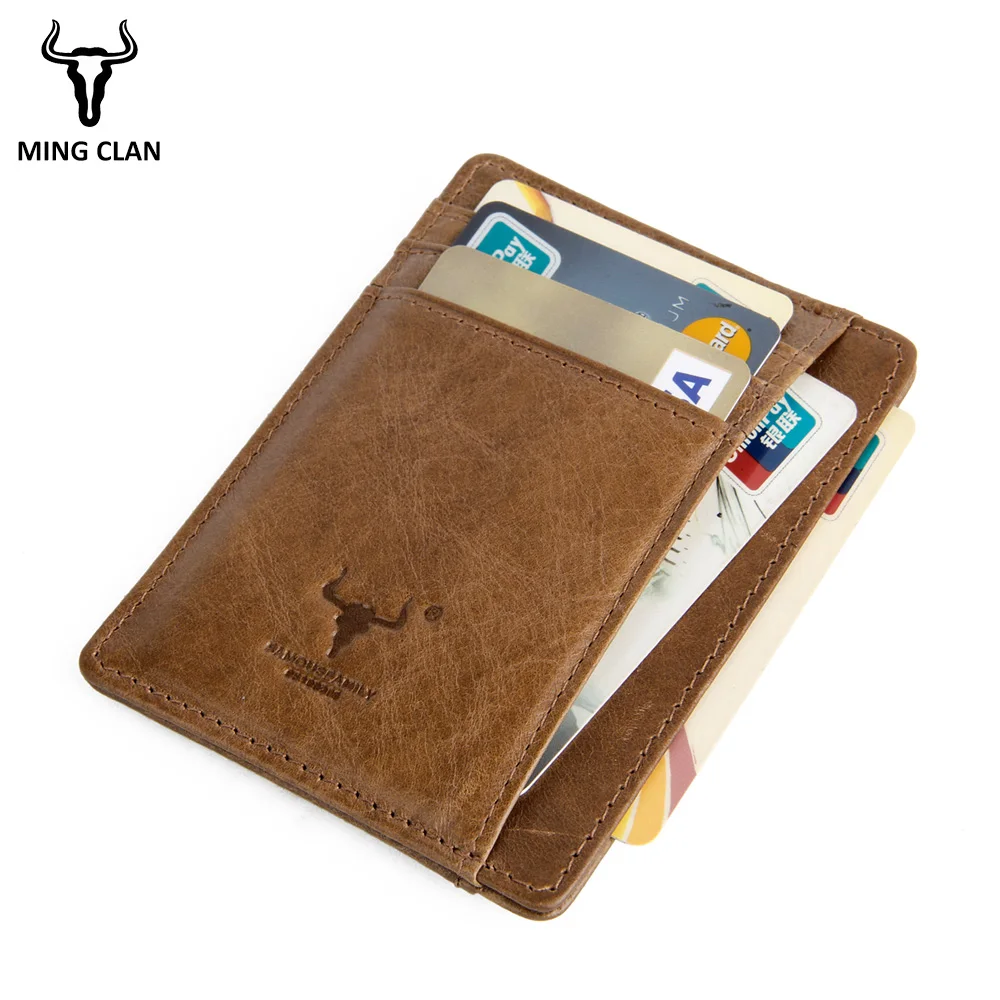 MingClan Genuine Leather Unisex Business Card Holder Wallet Bank Credit Card Case ID Holders Women Purse Card Holder Porte Carte