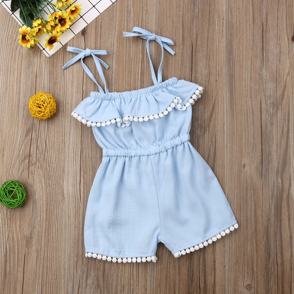 Комбинезон без рукавов с бахромой для маленьких девочек летние комбинезоны