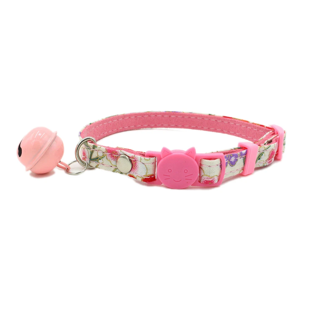 Регулируемый ошейник для кошек с колокольчиком цветочный материал маленький