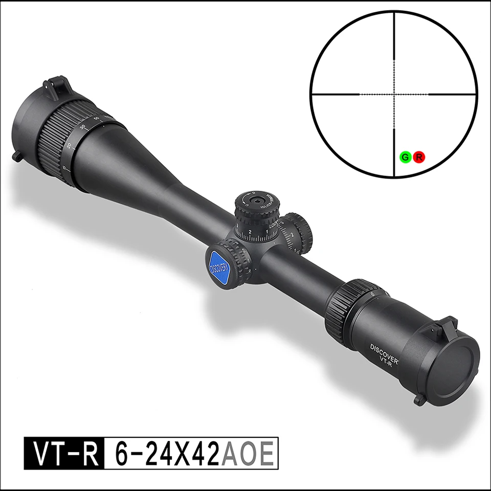 Оптика обнаружения 6-24x42 Aoe Riflescope Регулируемый зеленый красный точечный охотничий светильник тактический прицел оптический прицел