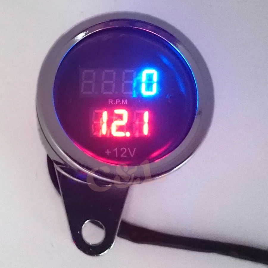 Новый Универсальный мотоциклетный светодиодный цифровой вольтметр и тахометр