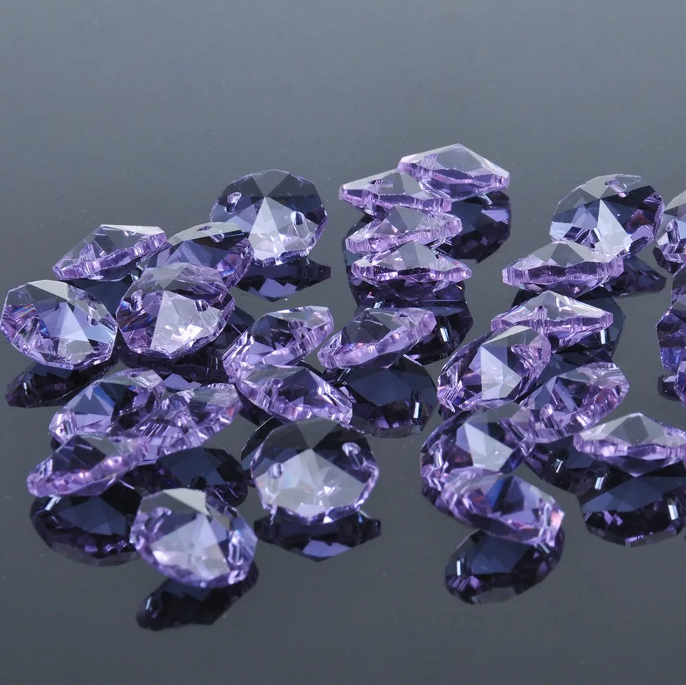 Гранёное восьмиугольное стекло 100 шт. 14 мм с 2 отверстиями люстра сделай сам