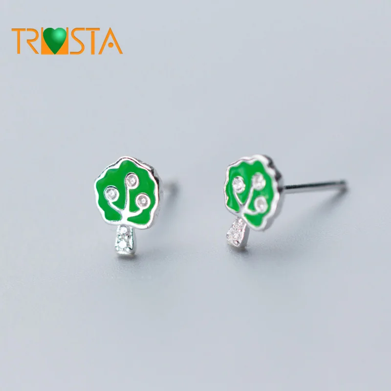 Trusta 2018 100% 925 пробы Серебряные ювелирные изделия милые крошечные 6 мм х 8 зеленый