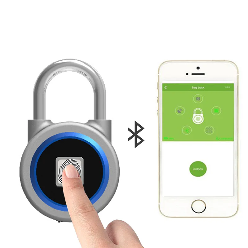 

Mini Bluetooth-compatible Padlock Phone APP Waterproof Keyless Fingerprint Lock Unlock Anti Theft Door Lock For IOS Android