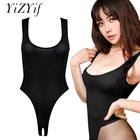 YiZYiF пикантные Для женщин белье боди стрейч без рукавов стринги с открытой промежностью облегающий костюм Для женщин цельный комбинезон нижнее белье