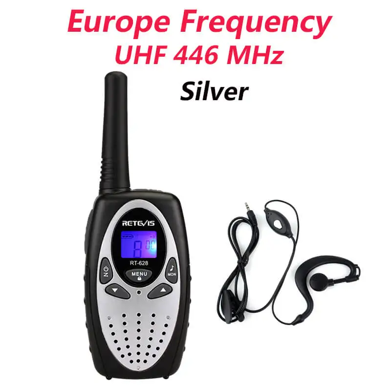 Silver Europe 4 шт. детская рация RETEVIS RT628 0,5 Вт UHF PMR446 частота радиостанции+ 4 наушника A1026 - Цвет: Silver Europe