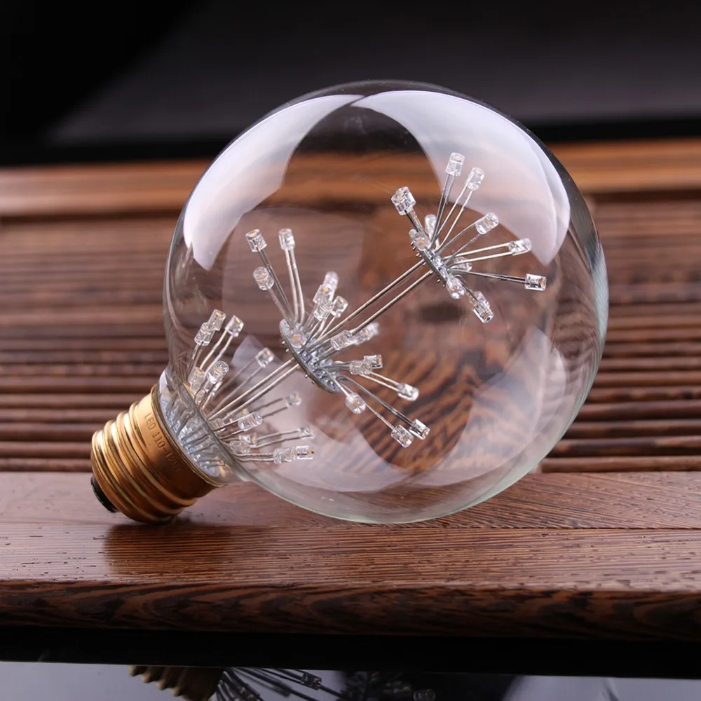 Comprar Bombilla Retro De Ahorro De Energía, 3W, G95, Esfera Bombilla LED, Fuegos Artificiales, Estrellada, Radial, Muy Cálidas, Lámpara Decorativa De 2200K