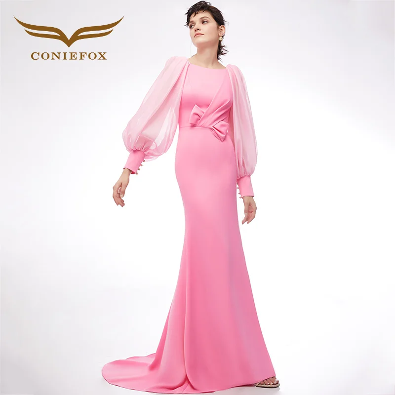 CONIEFOX 33318 New Pink Long Sleeves Party Birthday dress long Prom Dresses evening Autumn | Свадьбы и торжества