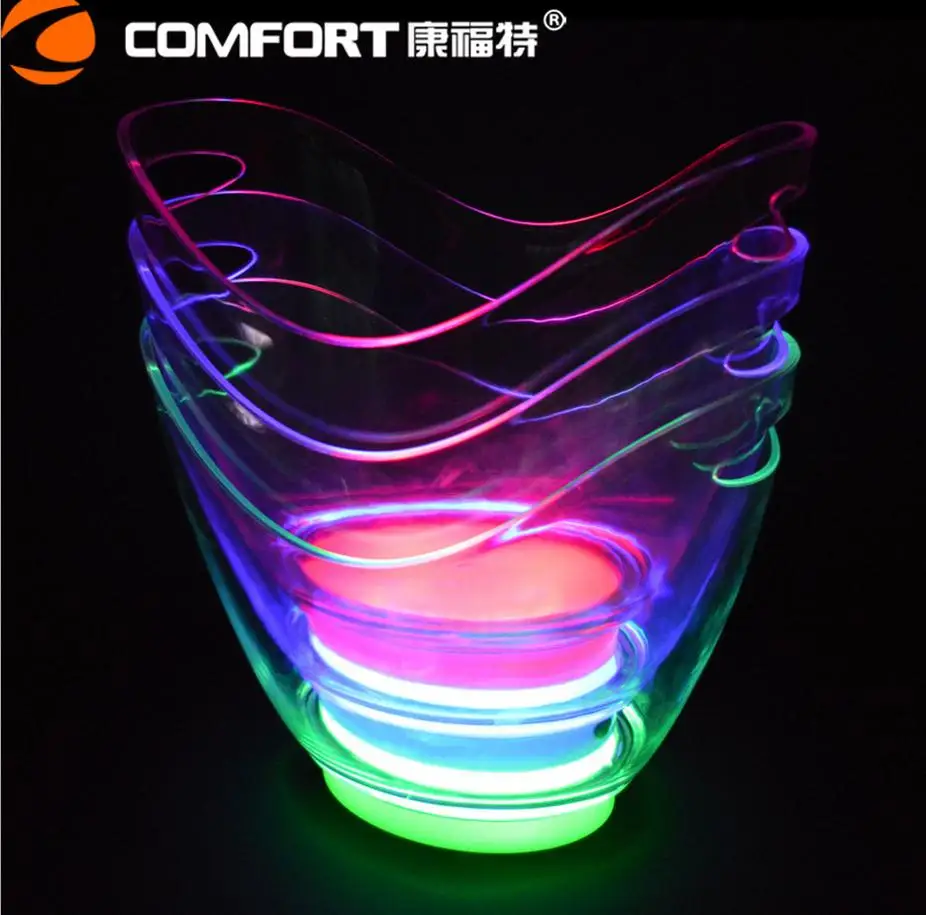 Лидер продаж большие 8л светодиодный ведер для льда акриловая светящаяся бочка