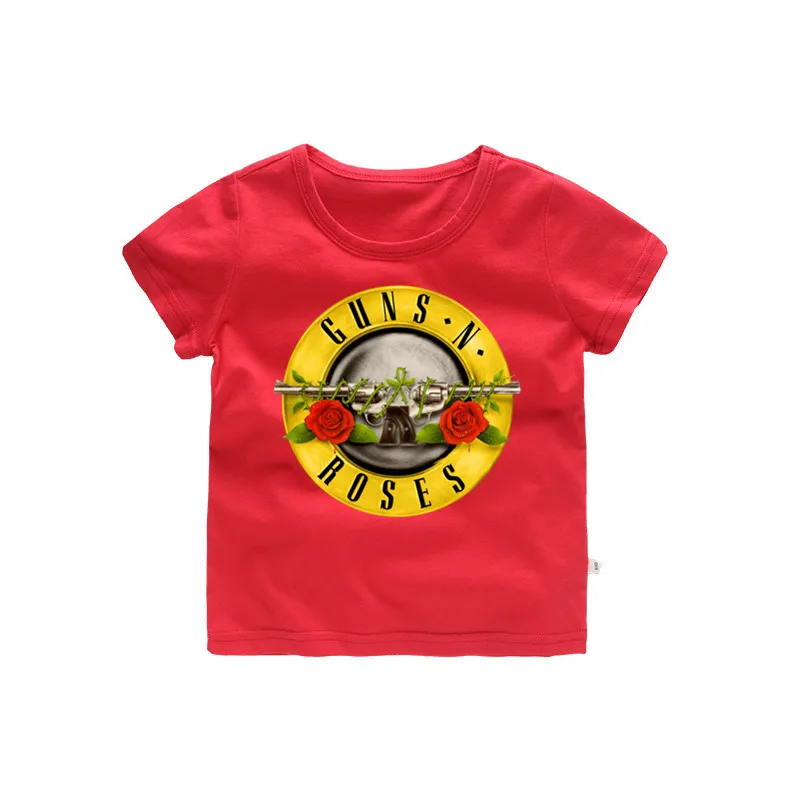 От 2 до 12 лет футболка с круглым вырезом и рисунком пистолет N Roses хлопковая одежда