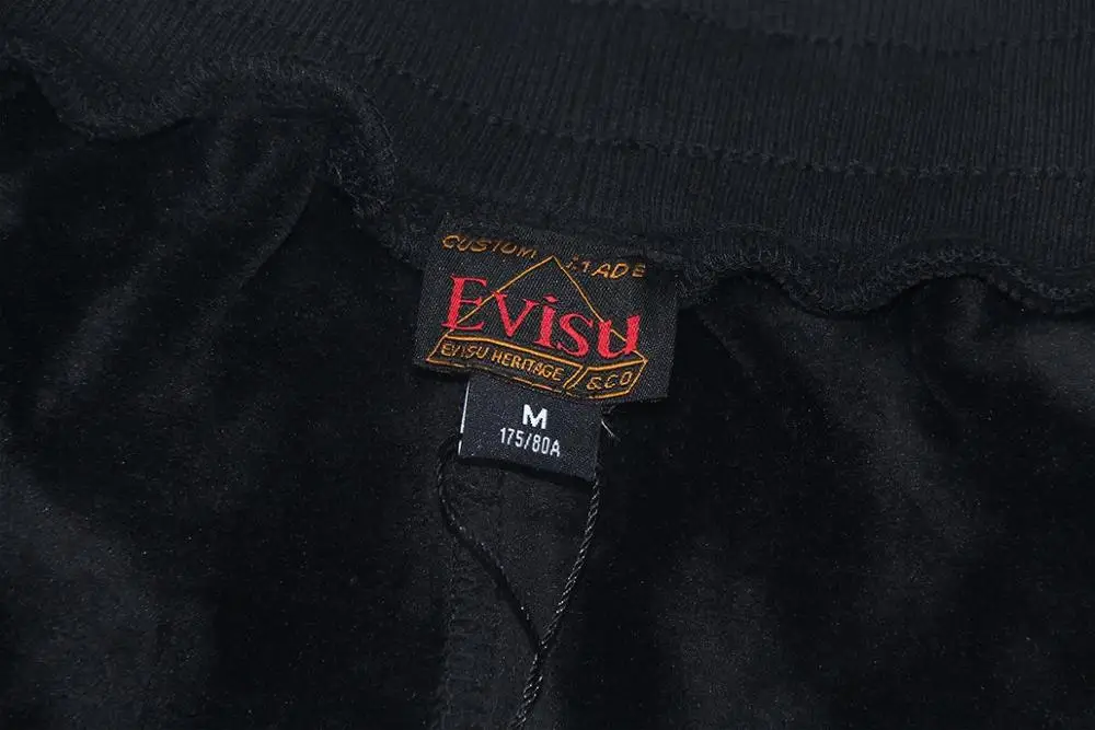 Мужские повседневные брюки Evisu дышащие трендовые спортивные штаны черного цвета