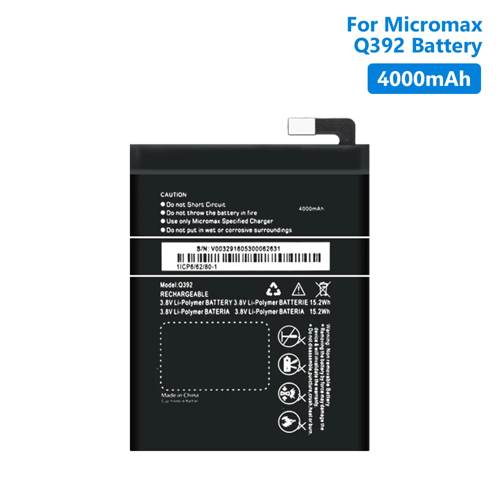 4000 мАч батарея мобильного телефона для Micromax Canvas Juice 3 Q392 3,8 в литий-полимерные батареи сменные батареи