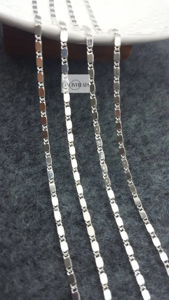 

MYLONGINGCHARM Bulksale-20 feet Silver-plate brass fantastic flat cable chain-Soldered links brass chain-F181YIN