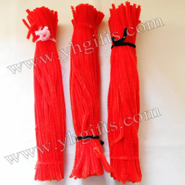 500 шт./лот. Красные стебли синели очиститель труб рукоделие материал ремесла