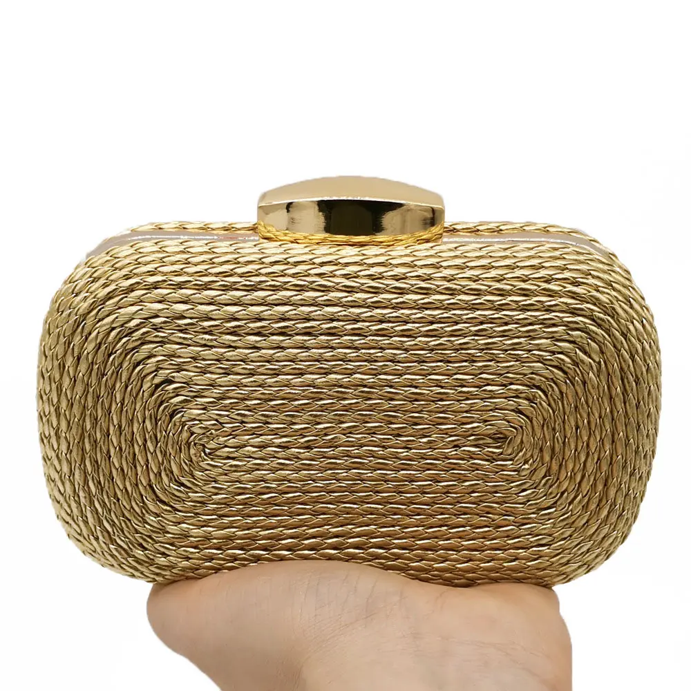 Boutique De FGG повседневные женские клатчи черная вечерняя сумка тканая вязанная PU металлическая Сумка-клатч жесткий чехол женская сумка на плечо с цепочкой