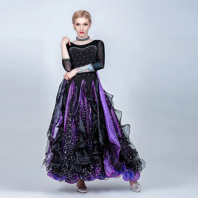 

Rhinestone Ballroom Dance Dress For Women Swing Skirt Festival Clothes Waltz Standard Ballroom Dance Competition Dresses BL1514