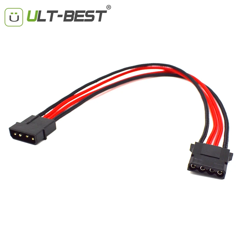 ULT best SATA 4Pin IDE Molex Мужской Женский M/F расширение Питание кабель 18AWG красные черные