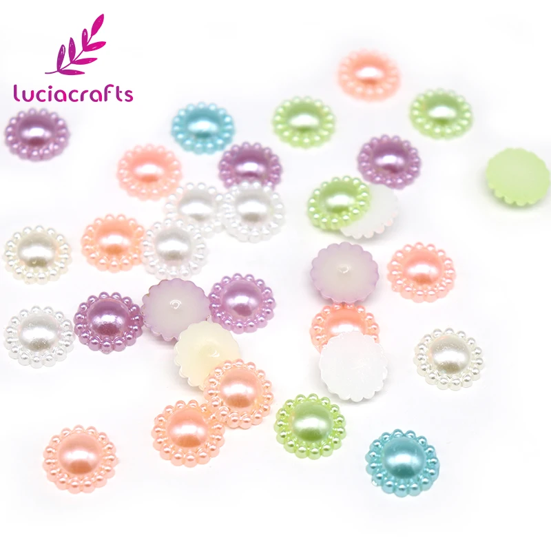 Lucia crafts 10 мм 72 шт цветок полукруглый искусственный жемчуг ABS Flatback цветок полимерные бусины DIY украшения F0308