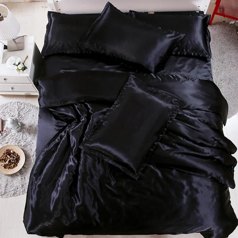 

LOVINSUNSHINE Luxury Comforter Bedding Sets Queen Silk Bed Cover Comforter In Solid Color AB#14