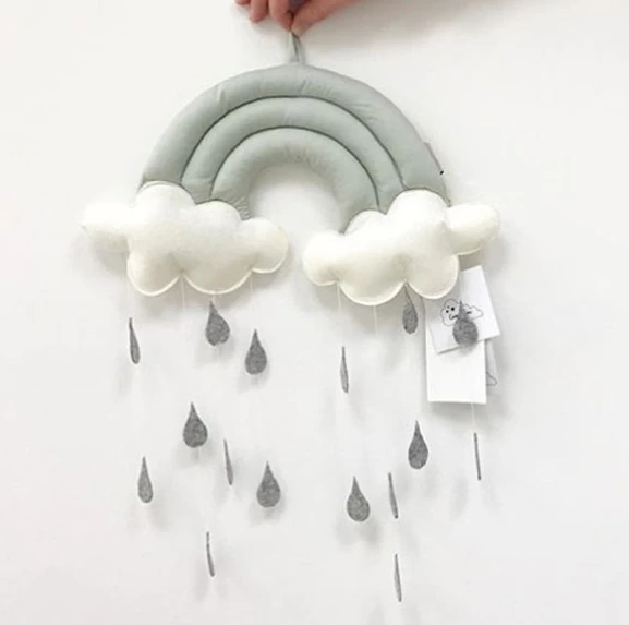 Green Raindrop Cloud Украшение на стену в виде головы животного, лебедь, Настенное подвесное крепление, мягкие игрушечные лебеди, кукла для девочек, детский Декор для детской комнаты - Цвет: Green Raindrop Cloud