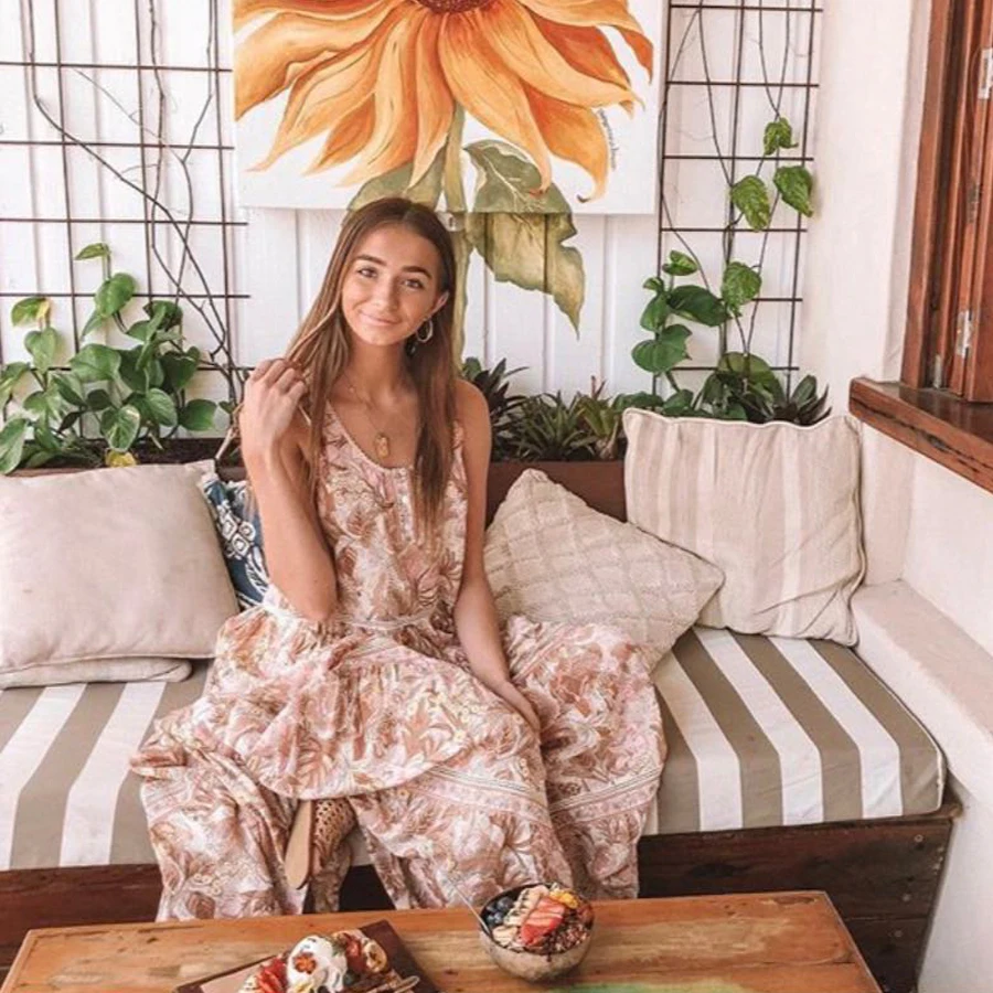 TEELYNN Макси платье для женщин 2019 искусственный шелк цветочный принт сексуальные