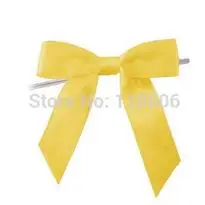 

Free Shipping 500pcs/lot Satin Ribbon Light Yellow Wired Single Face Satin Ribbon Twisted Tie Bows