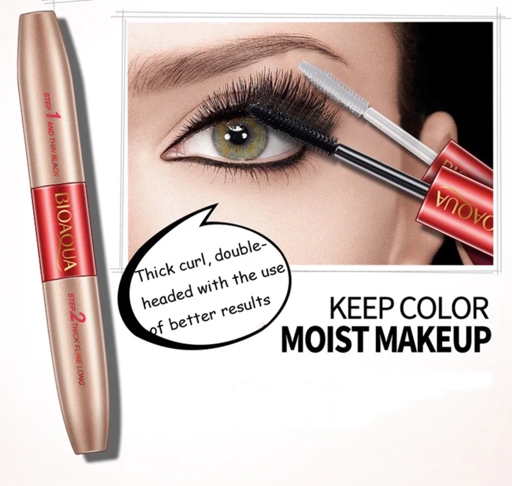 Двухсторонняя водостойкая тушь BIOAQUA для наращивания ресниц завивка и удлинение |