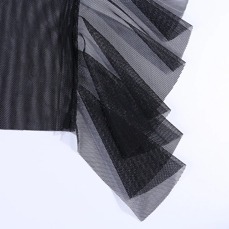 InstaHot Fish Net Pencil Maxi Skirts Sexy Women Mesh See Trough Ankle Length High Waist Lace Tassel Long Party Black Skirt